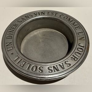 Vintage Wilton Pewter Wine Bottle Coaster Caddy "A Dinner Without Wine..." VGUC